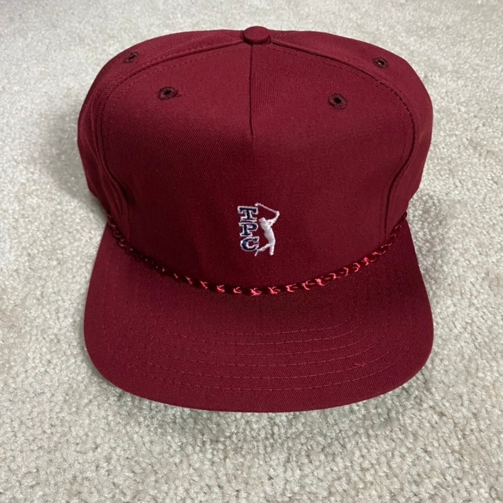 VTG New Era TPC Golf Snapback Hat Maroon Made USA Rope 80s Retro Cap